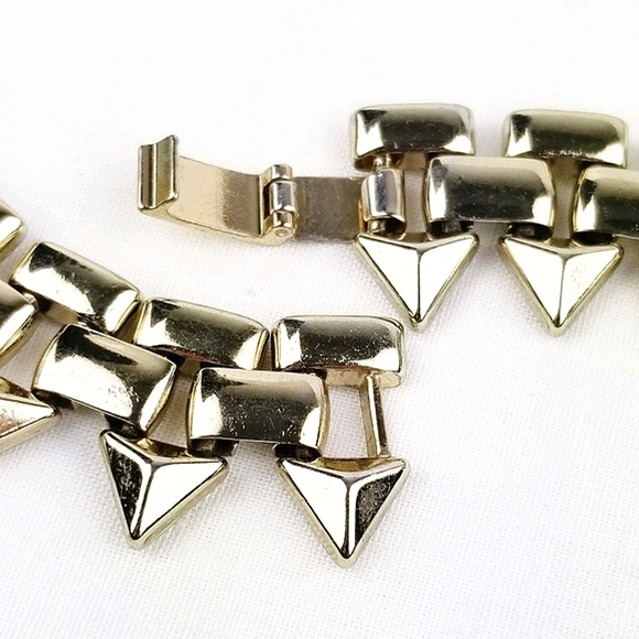 Gold & Mint Green Pyramid Necklace - Picture 8 of 9